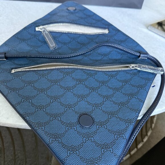 MCM Blue Canvas and leather Triangle Shoulder Bag - Picture 11 of 14